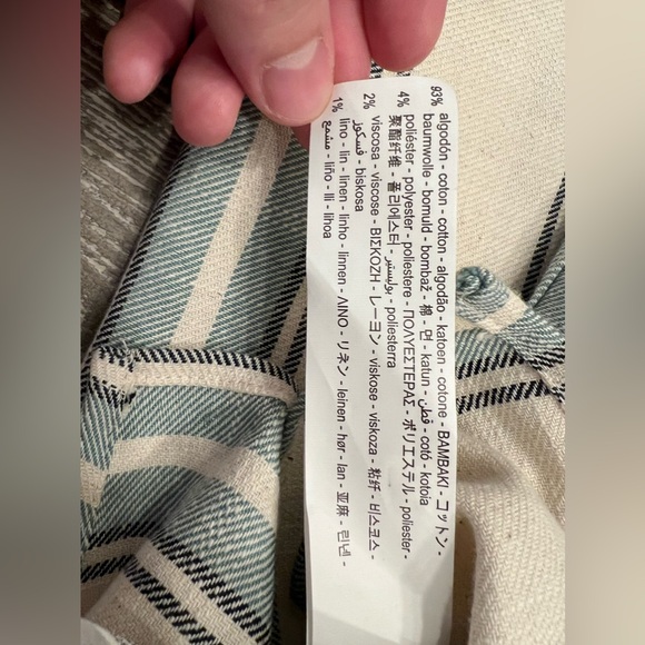 ZARA Cotton-Linen Striped Cuban Camp Collar (Blue/Off-White), Alex Costa style - Picture 5 of 7